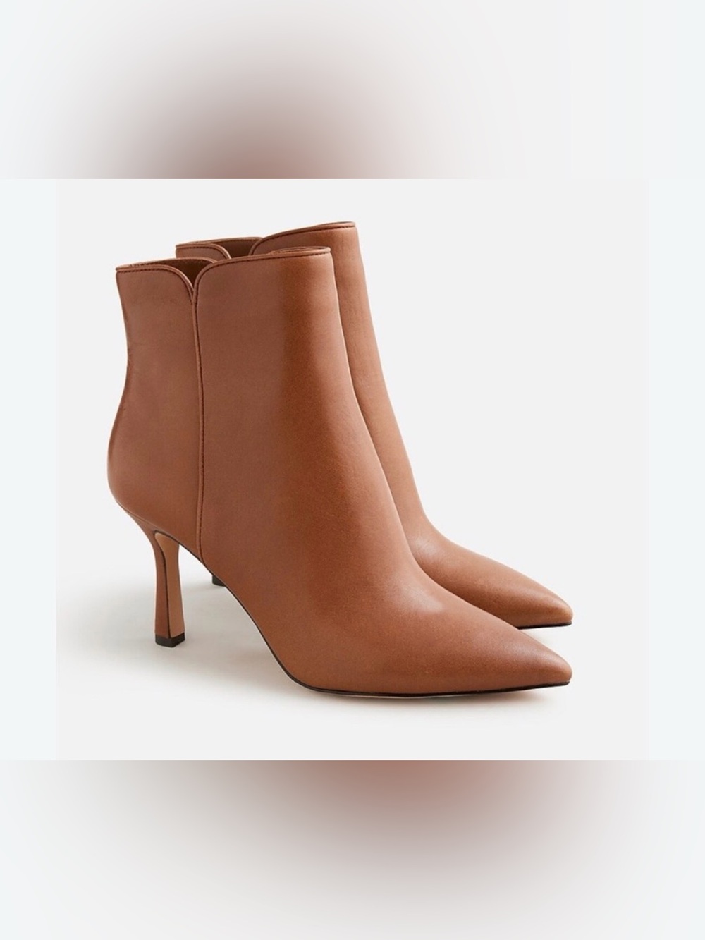 J.Crew Caramel Colored Pointed-Toe Tapered Heel Leather Ankle Booties US 12 NWOT